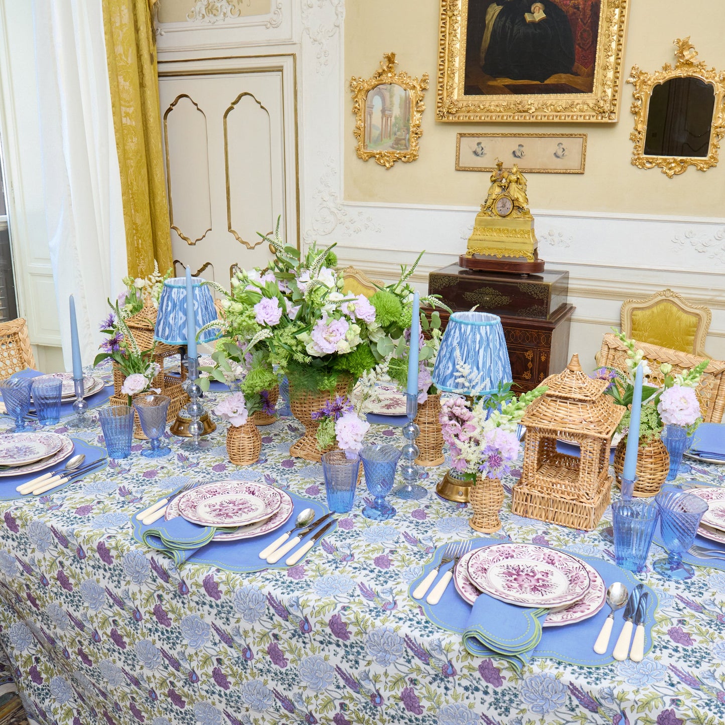 Bluebell & Green Eloise Linen Placemats & Napkins (Set of 4)