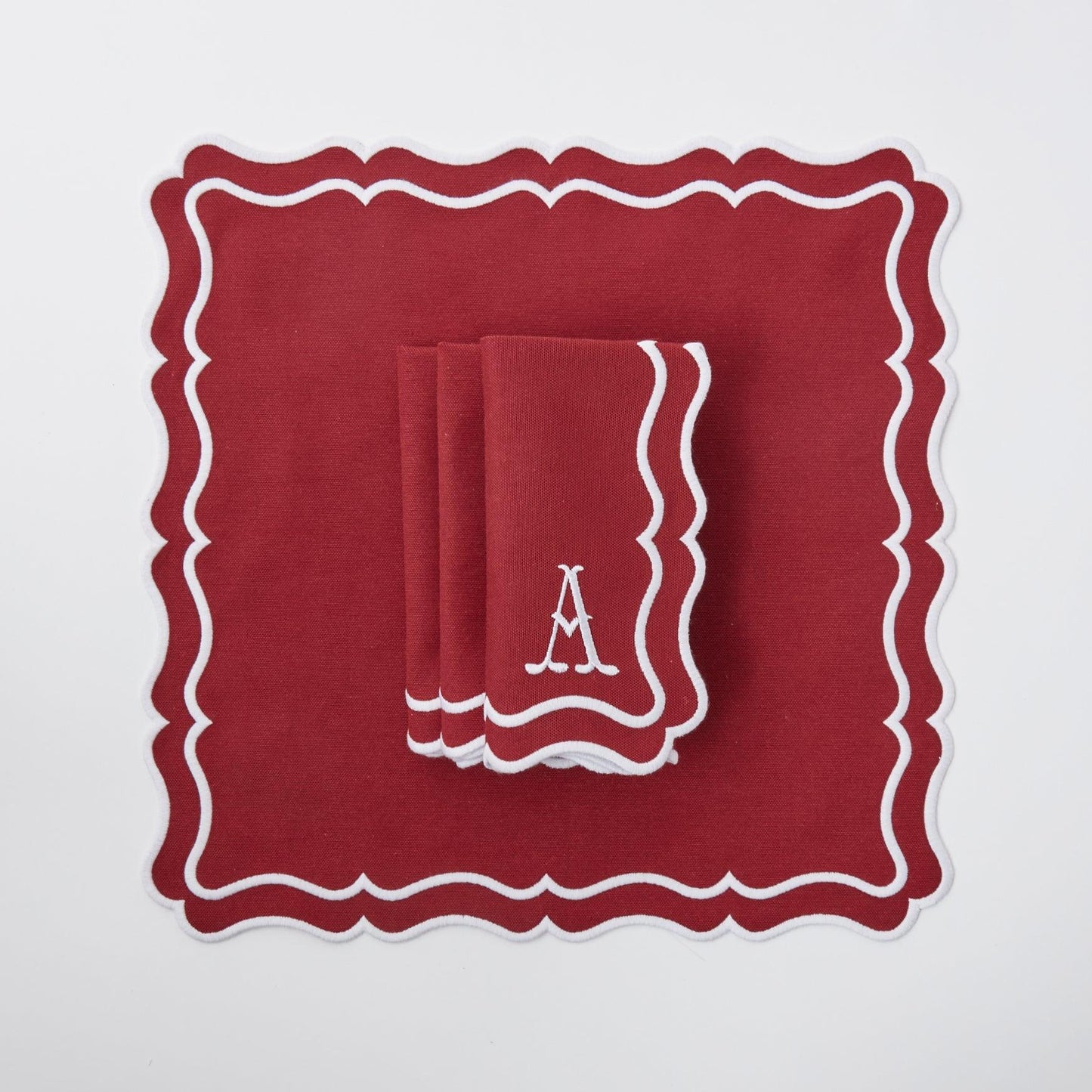 Berry Red Katherine Placemats & Napkins (Set of 4)