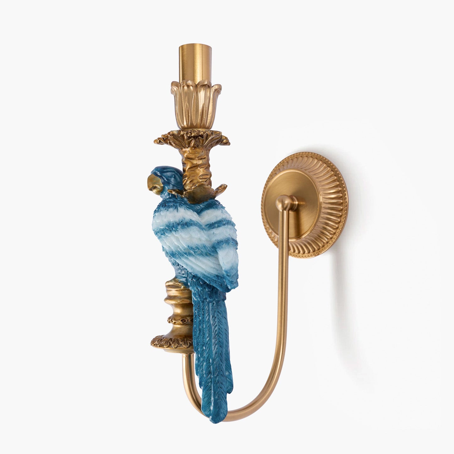 Pair of Blue Parrot Rechargeable Wall Lights with Grasscloth Shades (18cm)
