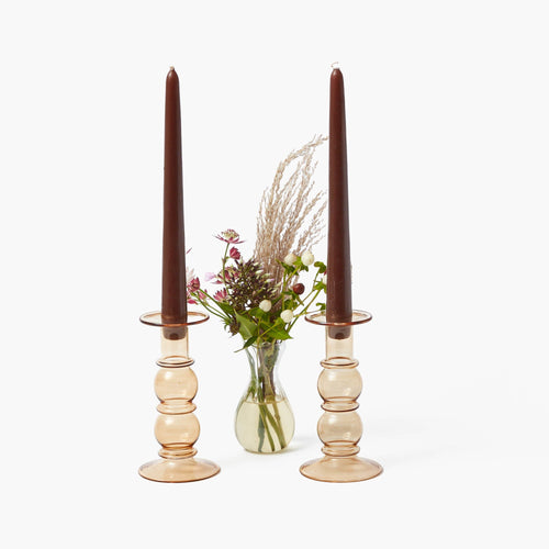Elise Medium Amber Candle Holder (Pair)
