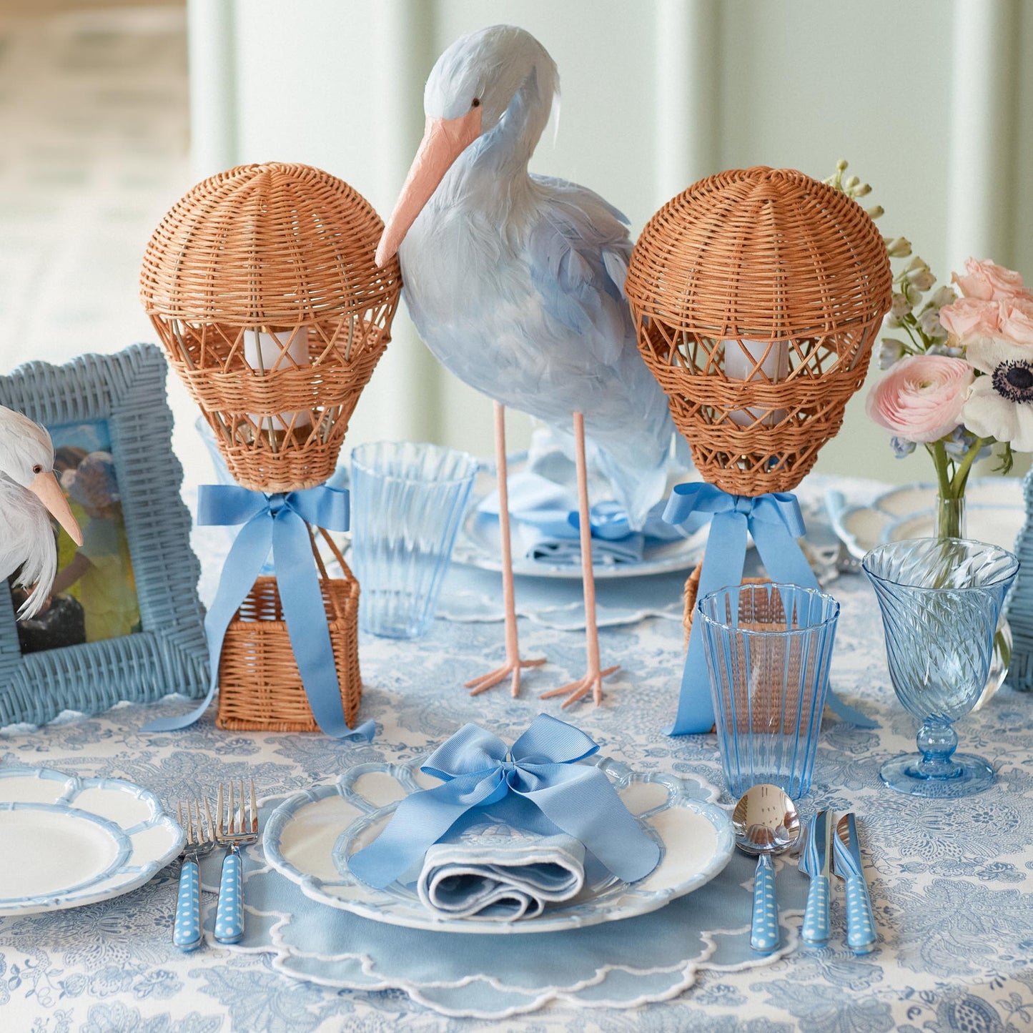 Blue Saskia Stork (Pair) - 44cm