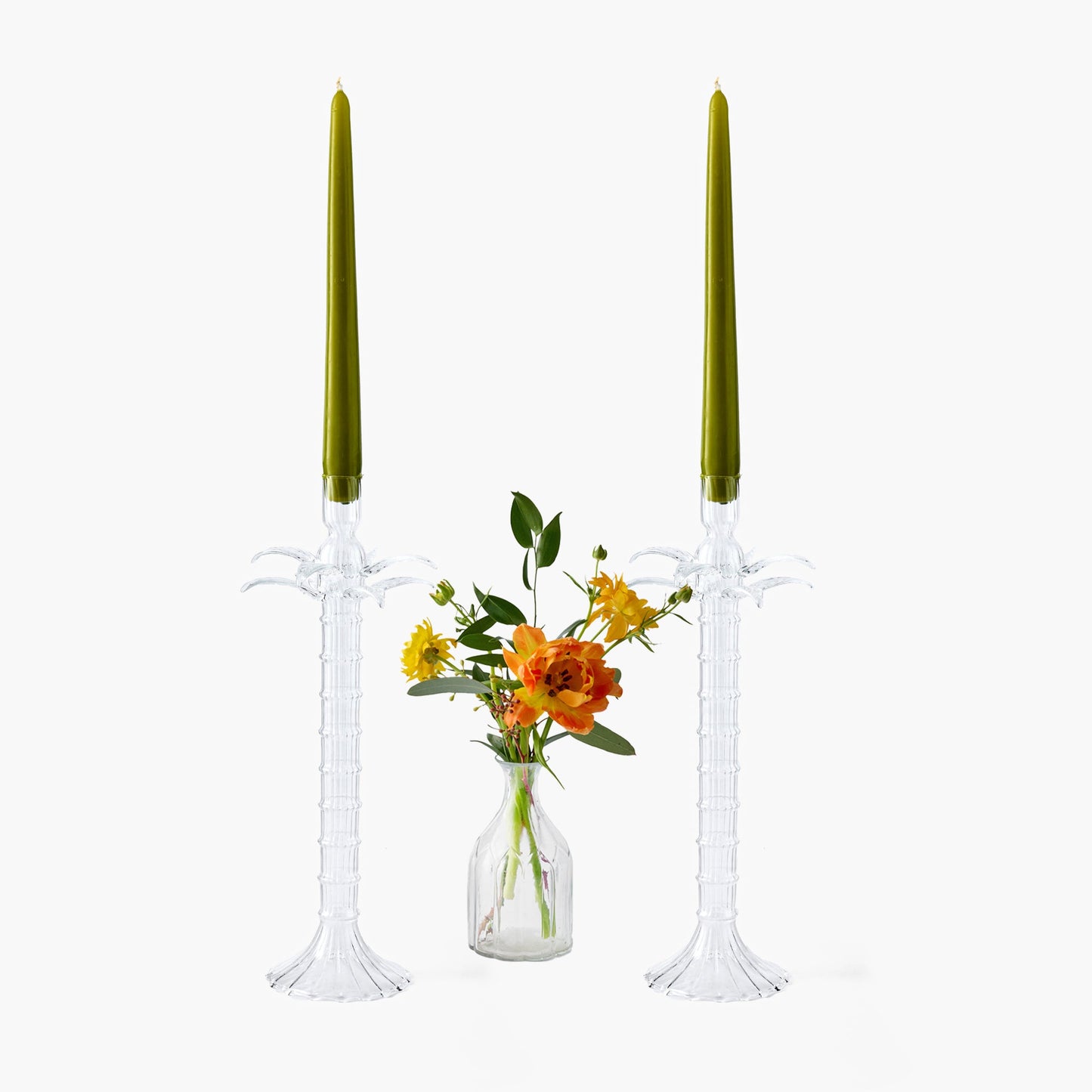 Palm Tree Glass Candle Holders (Pair)