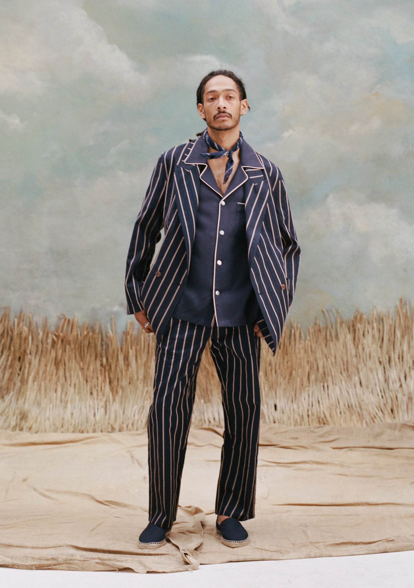 Easy-Going Jacket (Navy Jacquard Stripe)