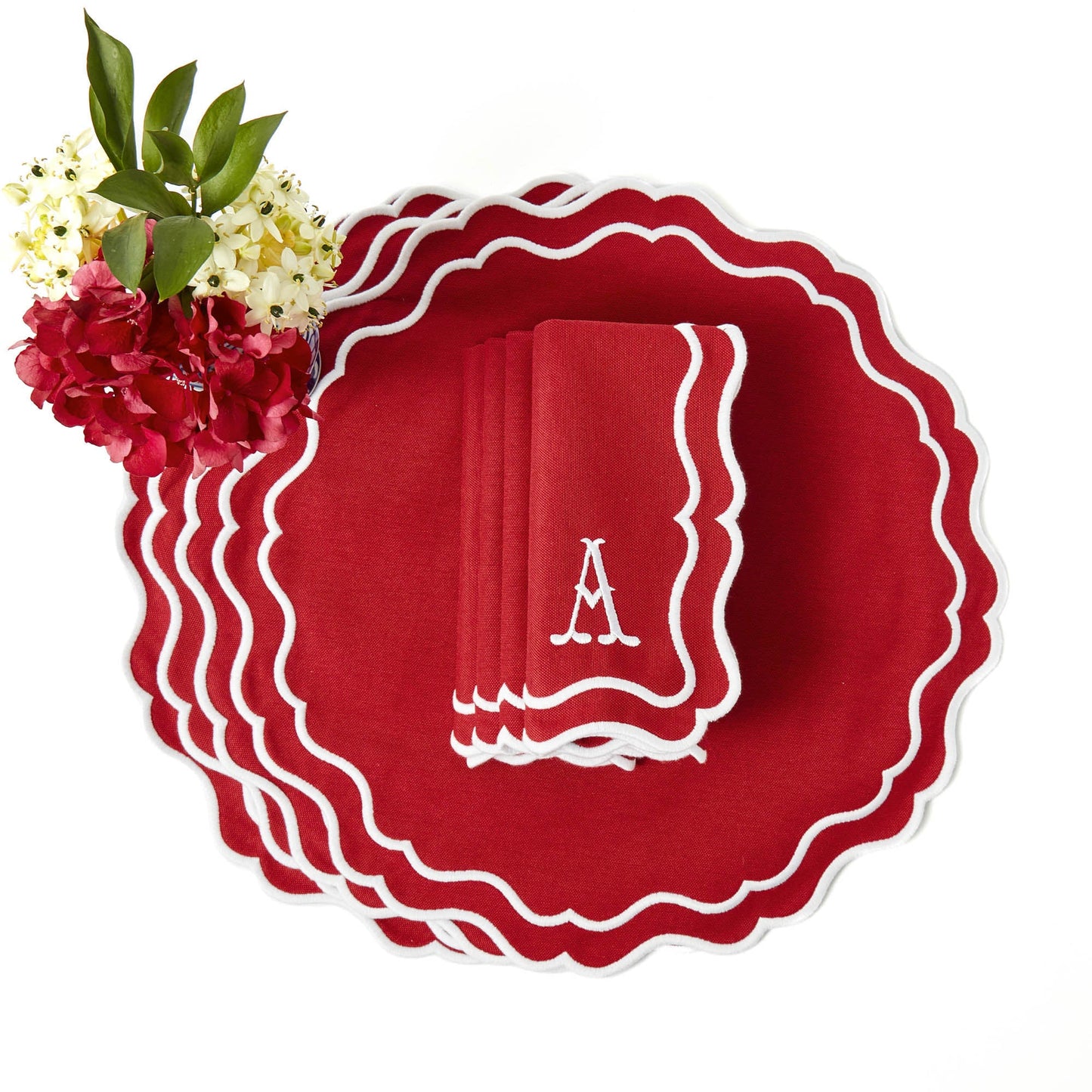 Berry Red Katherine Placemats & Napkins (Set of 4)