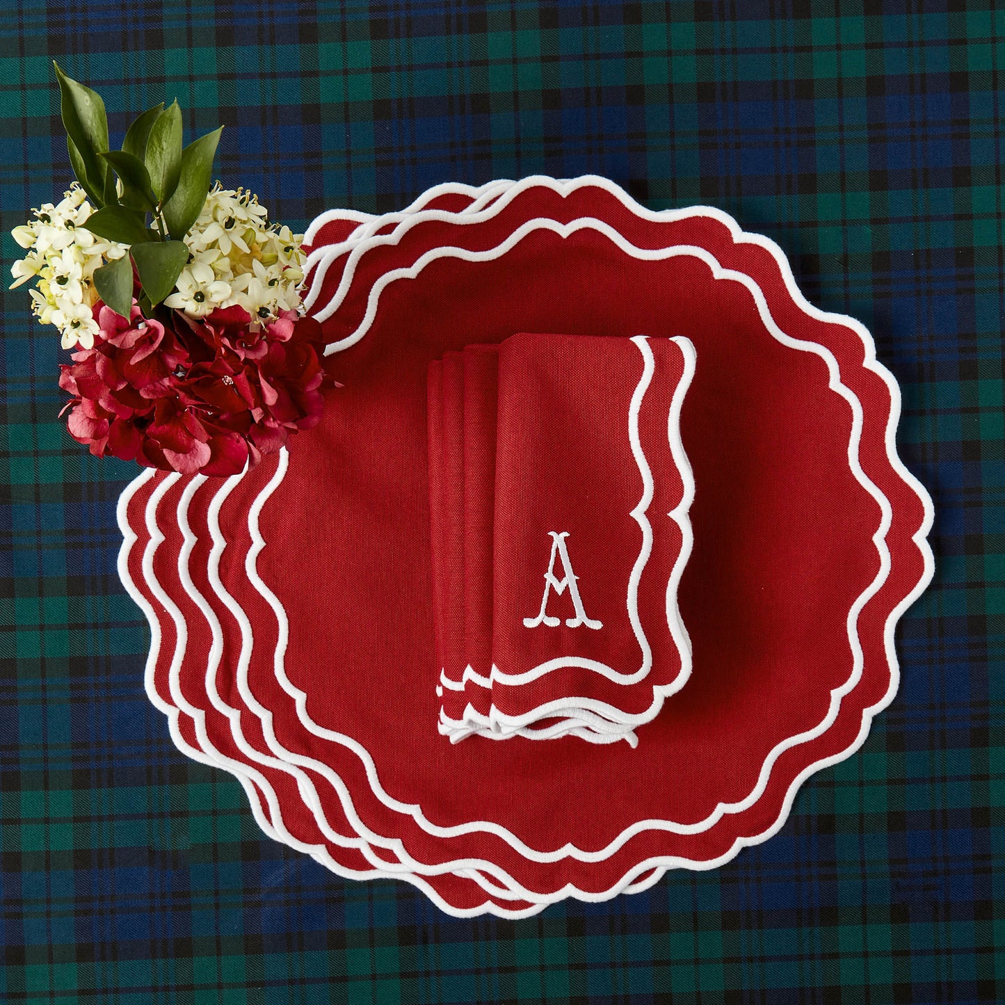Berry Red Katherine Placemats & Napkins (Set of 4)