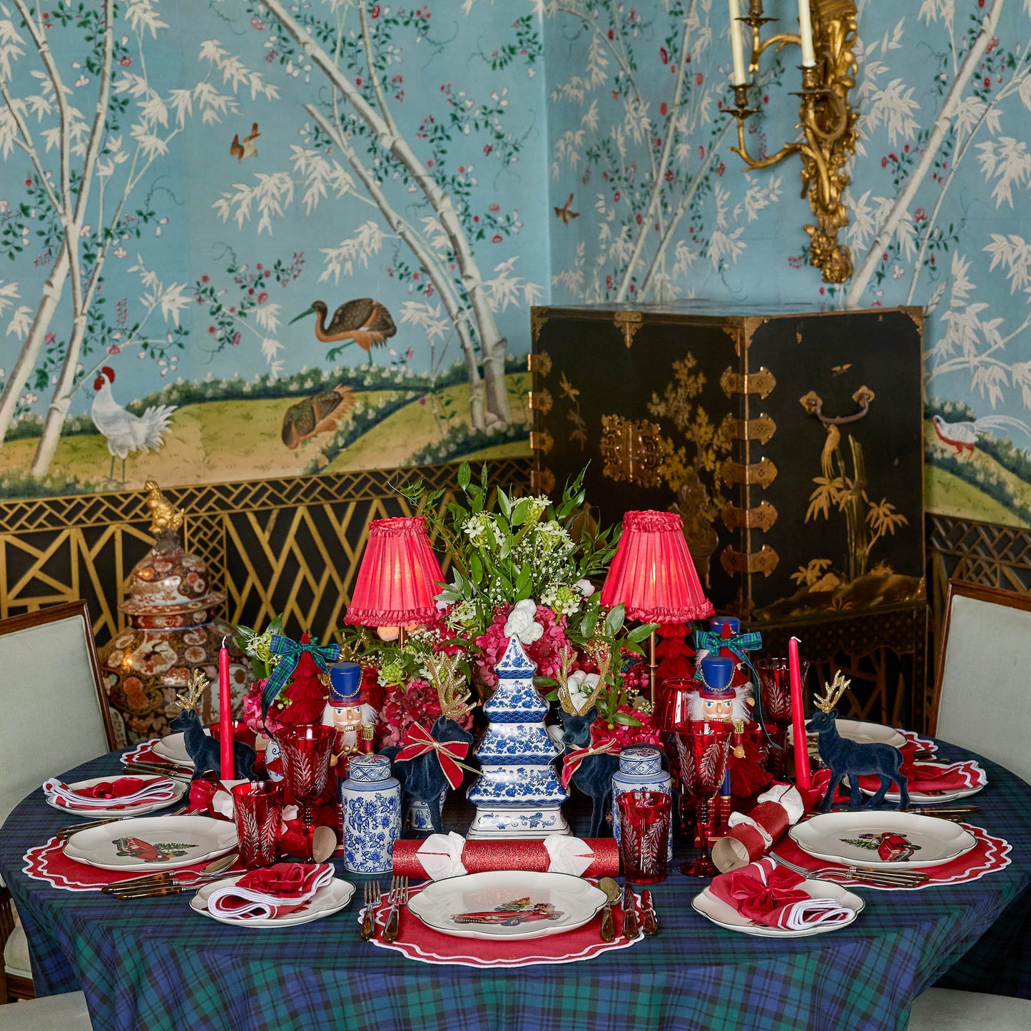 Berry Red Katherine Placemats & Napkins (Set of 4)