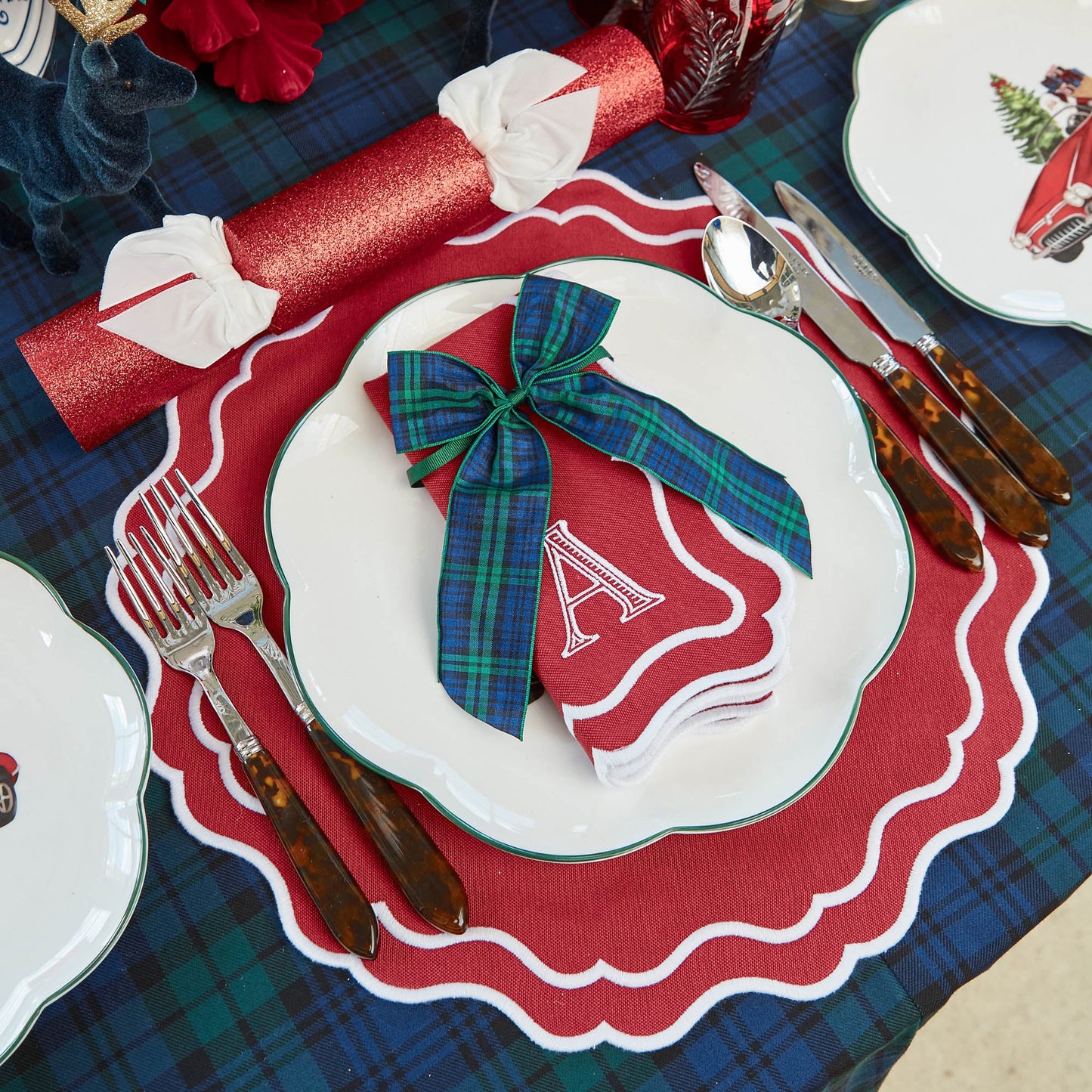 Berry Red Katherine Placemats & Napkins (Set of 4)