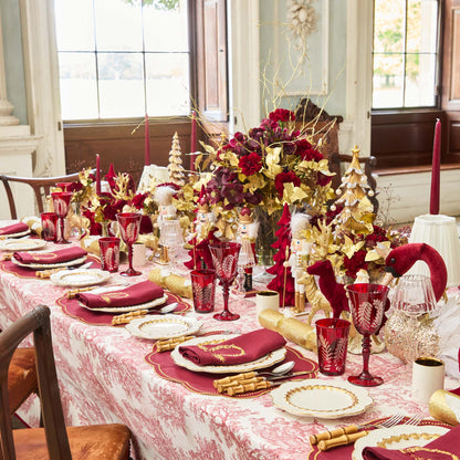 Brigitte Red Garland Engraved Glassware (Set of 8)