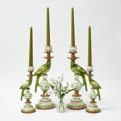 Small Green Parrot Candle Holders (Pair)
