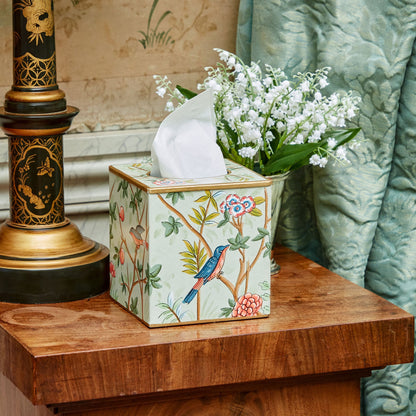 Green Chinoiserie Tole Tissue Box