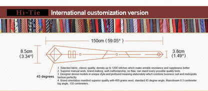 Hi-Tie Paisley Brown Tie For Men Elegant Mens Necktie Pocket Square Cufflink Groom Wedding Accessory Wholesale New Designer