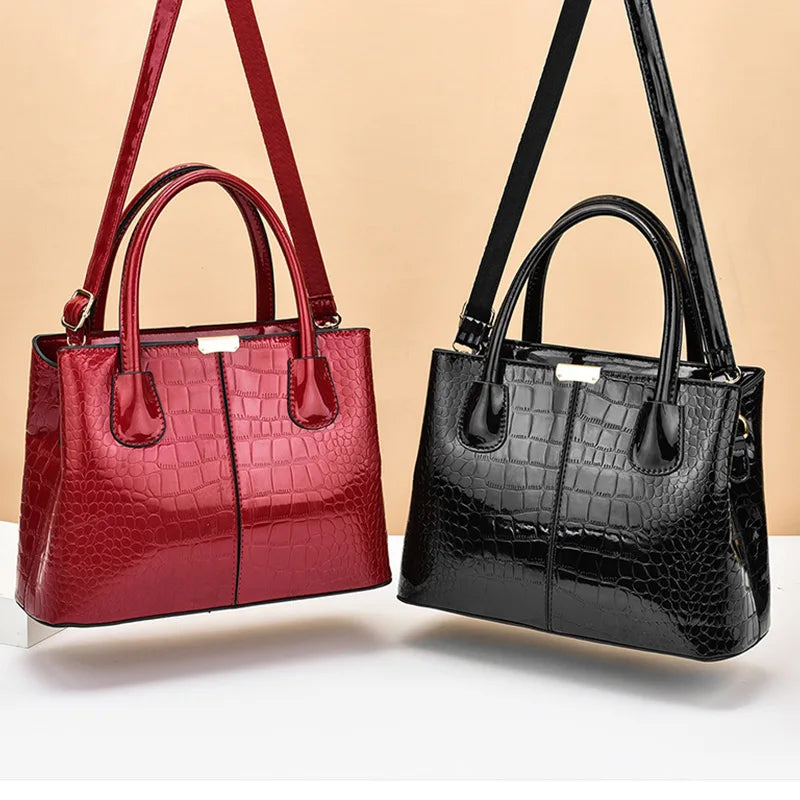 Ladies PU Leather Patent Leather Shoulder Crossbody Bag Women Luxury Designer Handbag Pruse Fashion Large Capacity Shopping Tote