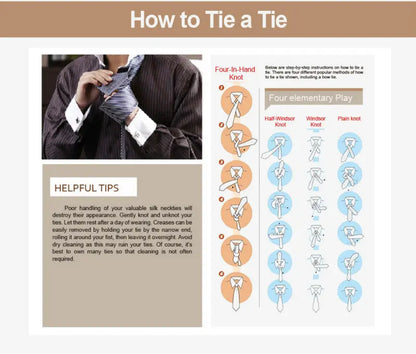 Hi-Tie Paisley Brown Tie For Men Elegant Mens Necktie Pocket Square Cufflink Groom Wedding Accessory Wholesale New Designer