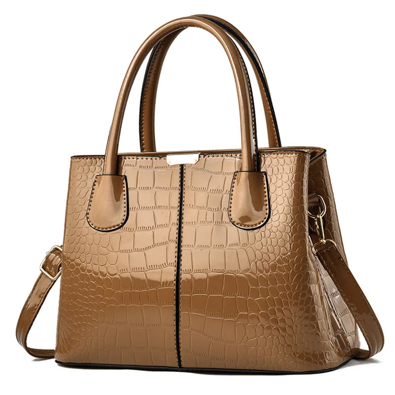 Ladies PU Leather Patent Leather Shoulder Crossbody Bag Women Luxury Designer Handbag Pruse Fashion Large Capacity Shopping Tote