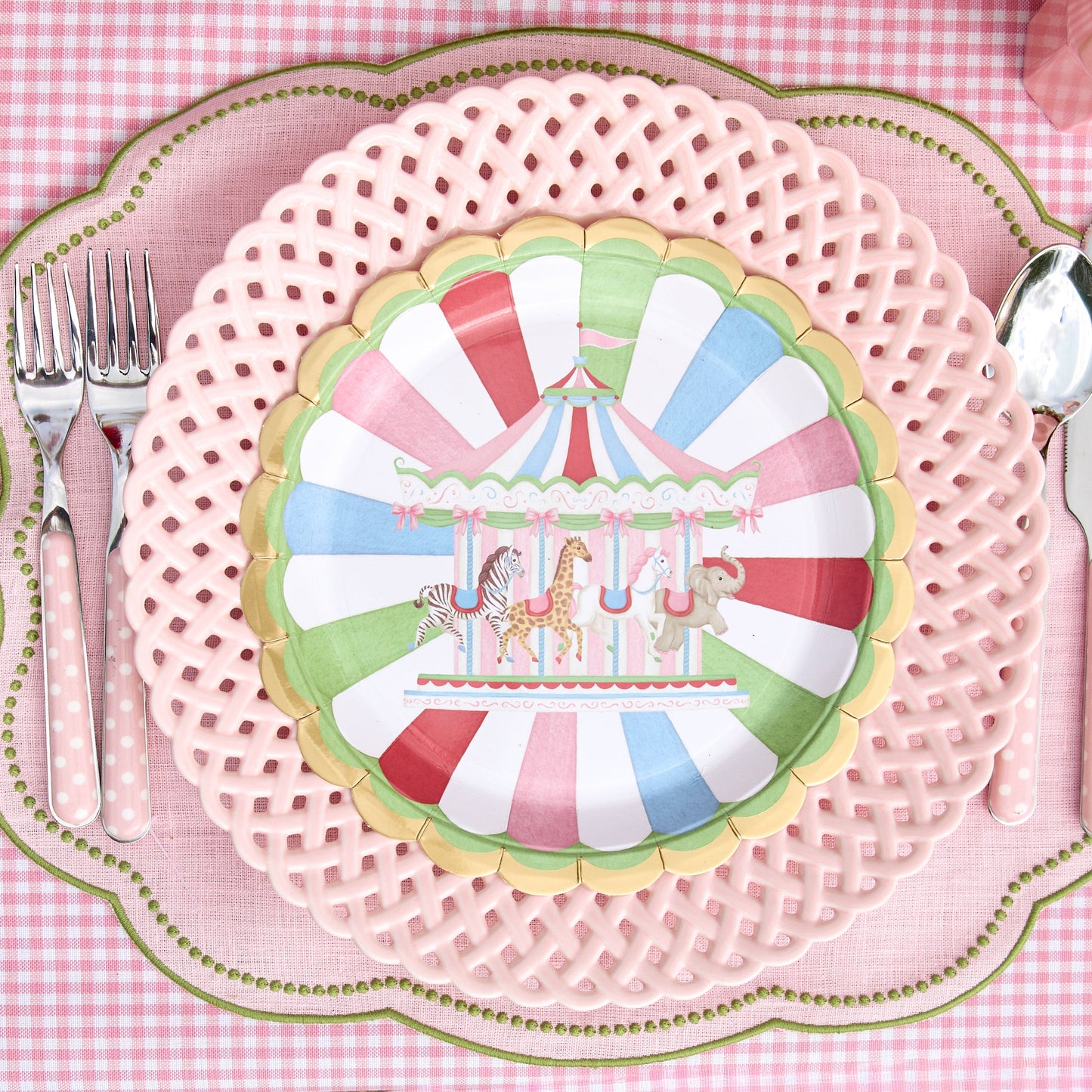 Pink Basketweave Dinner Plates (Set of 4)