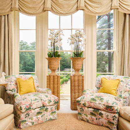 Liliana Scalloped Rattan Urn & Pedestal