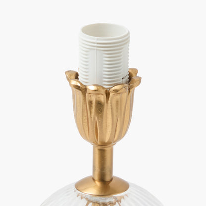 Glass Bardot Rechargeable Lamp with Cream Frilled Silk Shade (18cm)