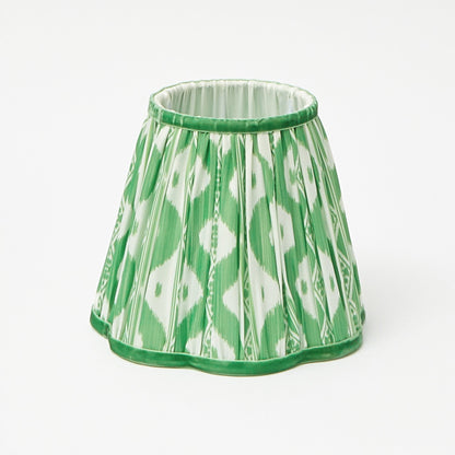 Square Rechargeable Lamp with Green Ikat Shade (18cm)