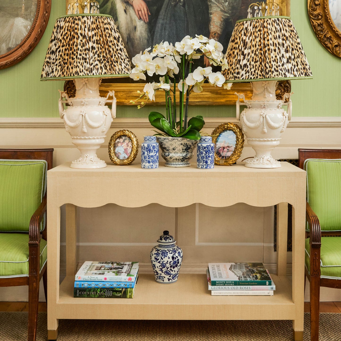 Grasscloth Console Table