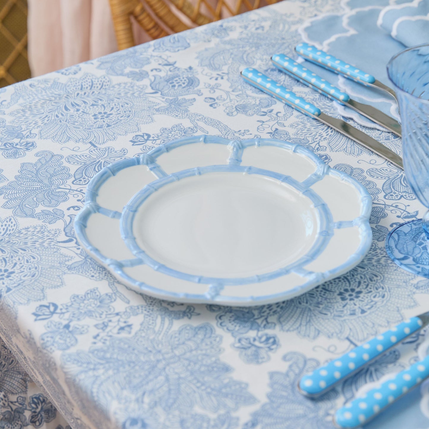 Blue Melamine Bamboo Starter Plates (Set of 4)
