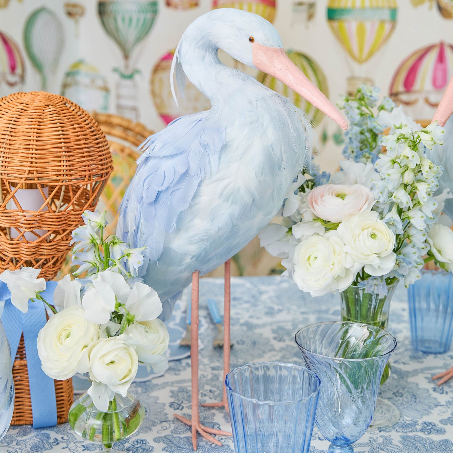 Blue Saskia Stork (Pair) - 44cm