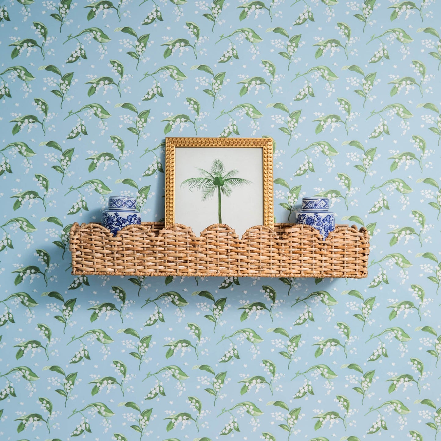 Scalloped Rattan Shelf