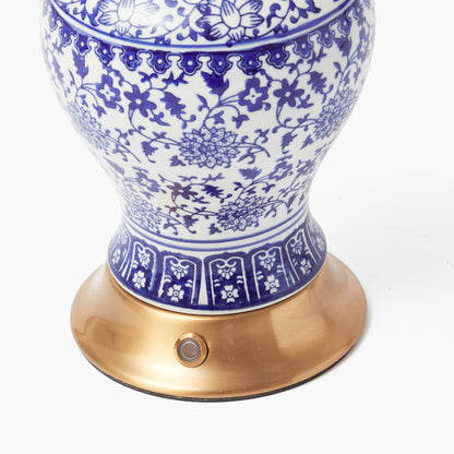 Chinoiserie Rechargeable Lamp with Natural Seagrass Shade (24cm)