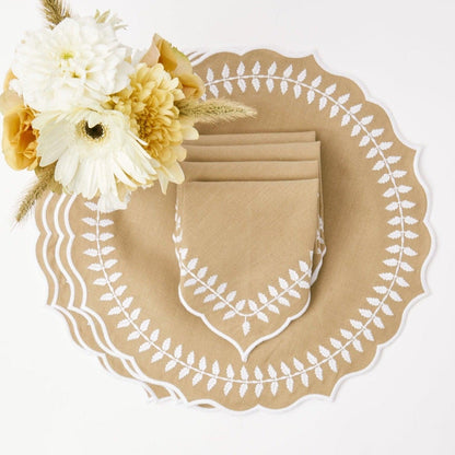Natural Laurel Placemats & Napkins (Set of 4)