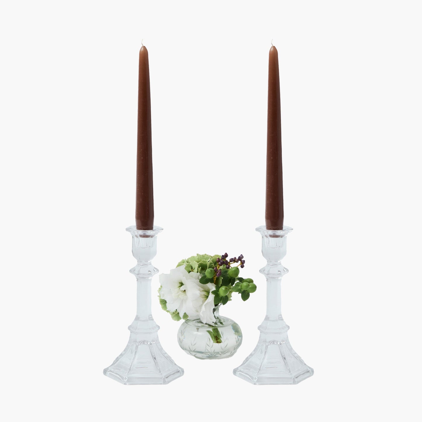 Small Glass Column Candle Holders (Pair)