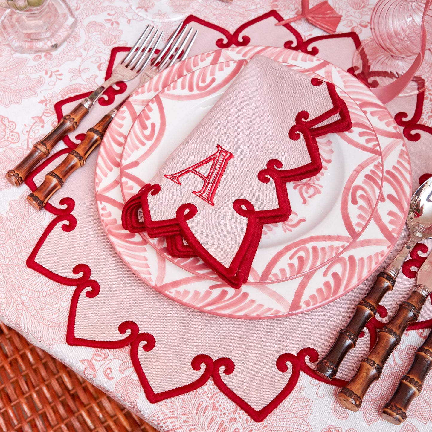 Pink & Red Angelina Placemats & Napkins (Set of 4)