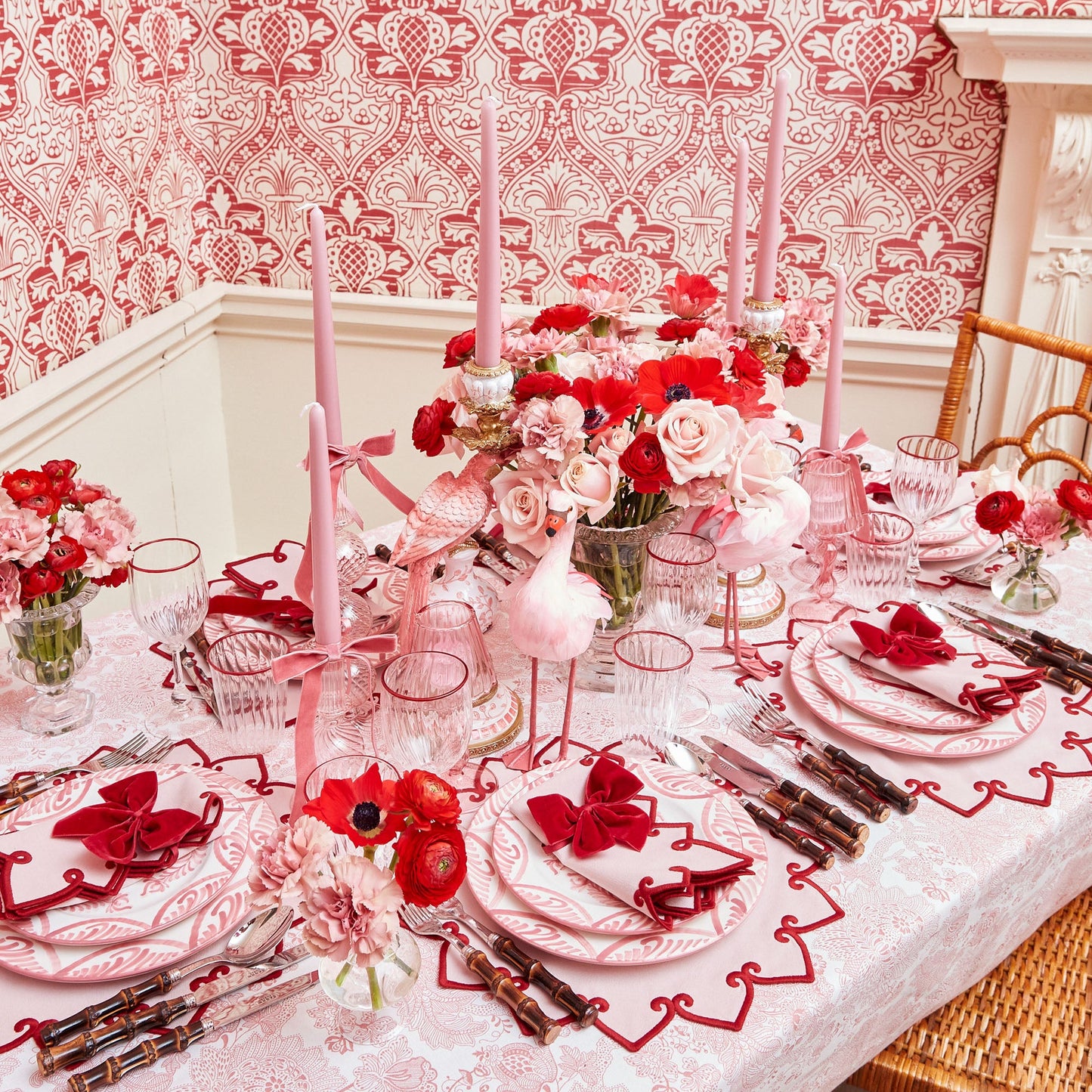 Pink & Red Angelina Placemats & Napkins (Set of 4)