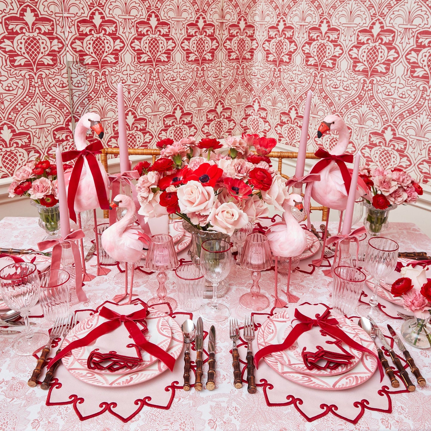 Pink & Red Angelina Placemats & Napkins (Set of 4)