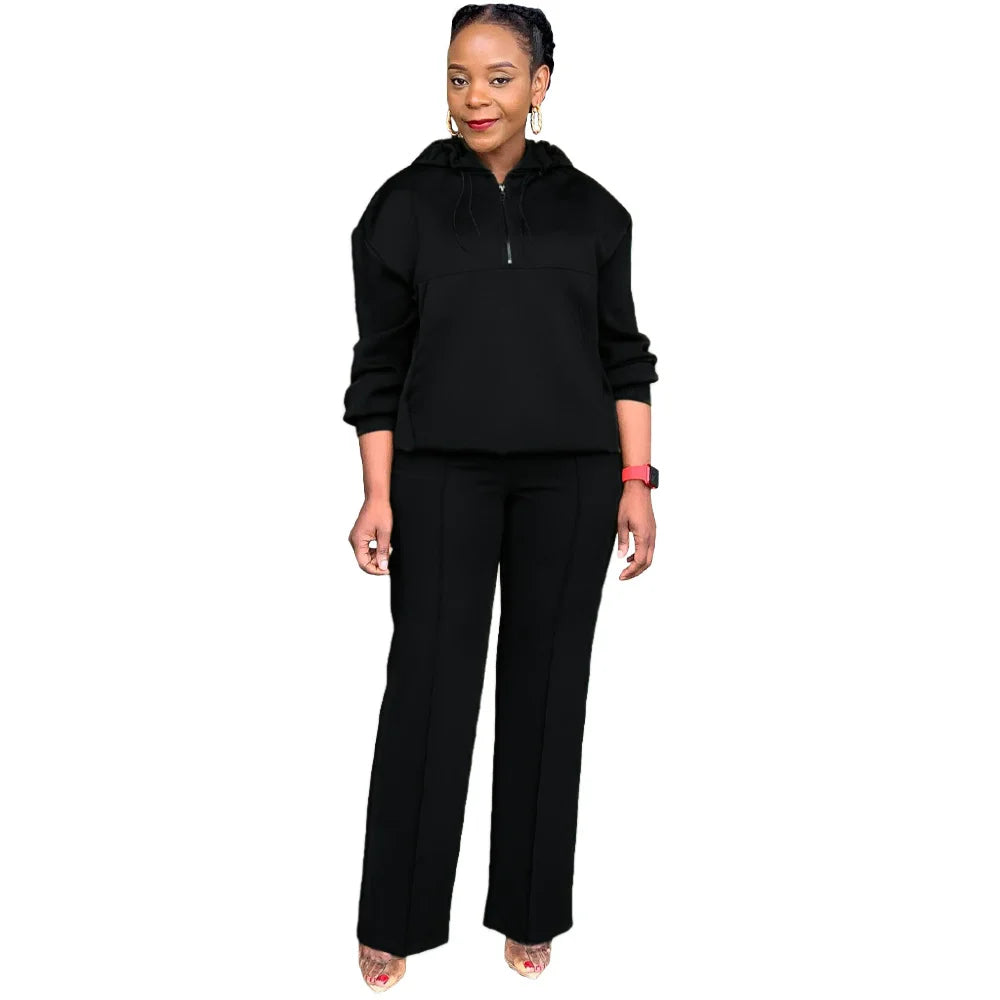 CM.YAYA Long Sleeve Women Set Loose Long Sleeve Hoodies Pant Suits 2024 Spring 2 Two Piece Sets Sporty Tracksuits Street Outfits