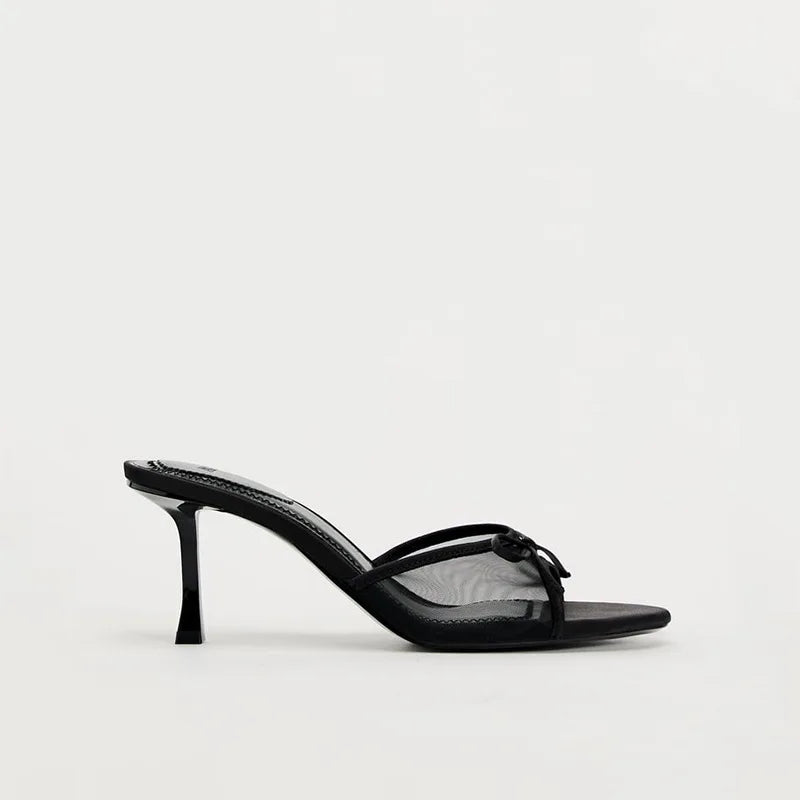 2024 Women Summer New Luxury Brand High Heel Sandals Versatile Simple Slim Heel Sandals Slippers