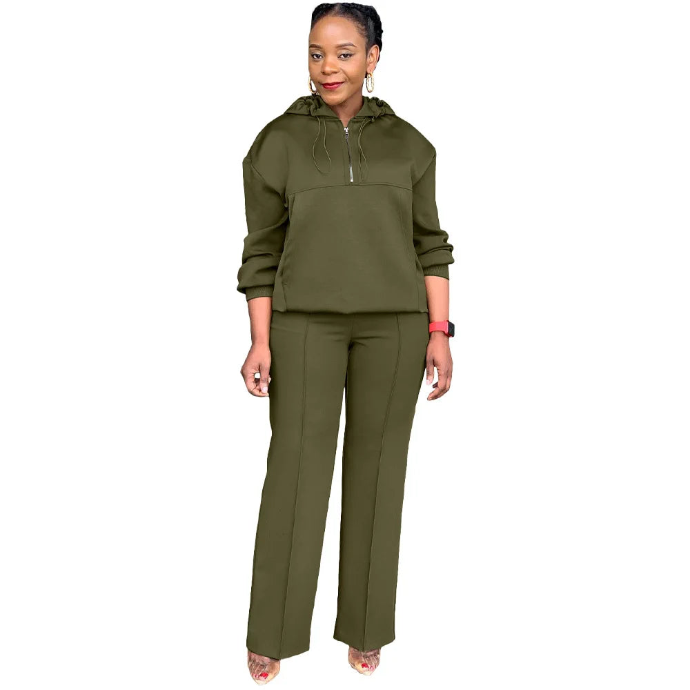 CM.YAYA Long Sleeve Women Set Loose Long Sleeve Hoodies Pant Suits 2024 Spring 2 Two Piece Sets Sporty Tracksuits Street Outfits