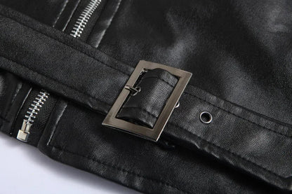 Men PU Leather Jacket Motorcycle Fashion Slim Fit Leather Coat Male Solid Turn-Down Collar Motorcycle Outwear Streetwear 4XL