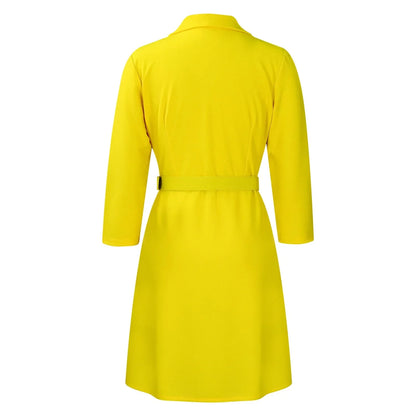 Elegant Dresses for Woman 2024 Autumn Winter New Trends Notched Collar Full Sleeve Sashes Pleated Mid Calf Solid Fashion Dress