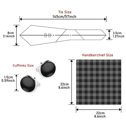 Hot Sale Holiday Gift Tie Pocket Squares Cufflink Set Necktie Dot Man Dark Grey Wedding Accessories Performance