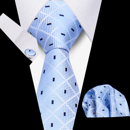 Elegant Ties For Men Gift Fashion Men Tie Set Striped Luxury Necktie Handchief Cufflinks 3 Pcs Business Wedding Suit Accessories
