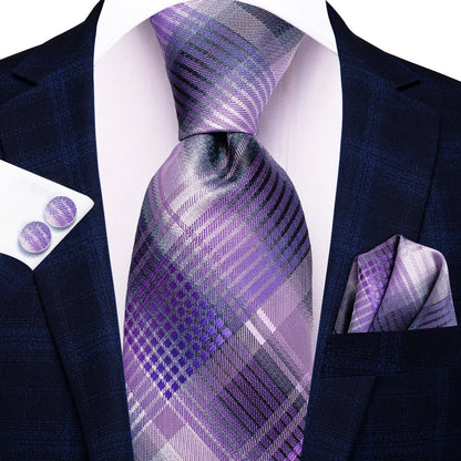 Hi-Tie Light Purple Solid Silk Wedding Tie For Men Quality Hanky Cufflink Gift Necktie Set Fashion Novelty Designer Dropshipping