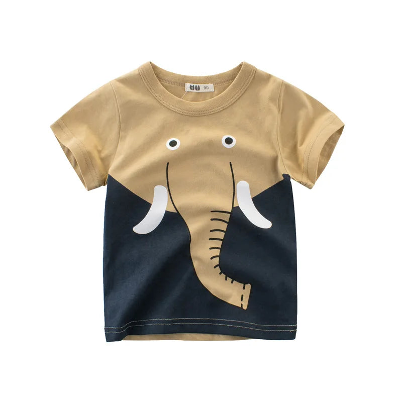 OLEKID 2025 Summer Children Boys Clothing Printed Cartoon Boys T-Shirts 2-8 Years Kids Baby Boy Tops Short Sleeve Toddler Tees