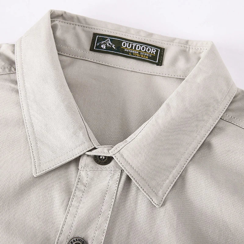 2024 Spring Cotton Cargo Shirt for Men Long Sleeve Multi-Pocket Shirts Outdoor Casual Colthing High Quality Militar Overshirt