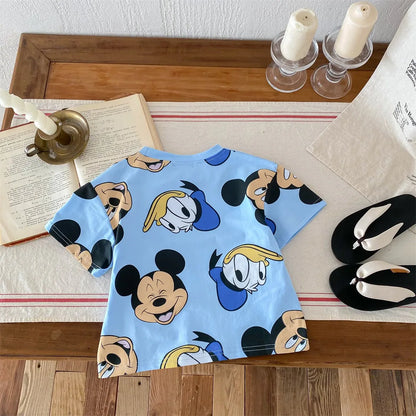 Mickey Kids Clothing Tees Summer Printed Cartoon Fashion Short Sleeve Boys T-shirt Popular Design Children's T Shirts Crewneck