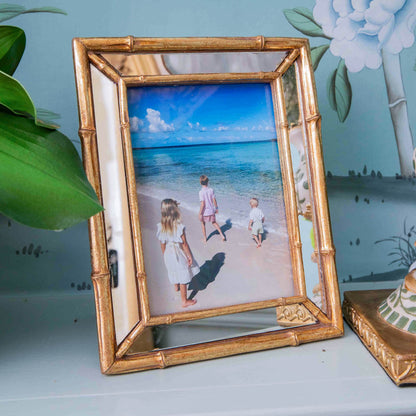 Gold Bamboo Mirror Photo Frame - 5"x 7"