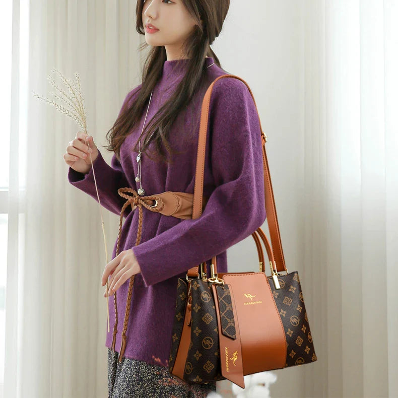 Luxury Handbag Fashion Print Large Capacity Soft Leather Women Shoulder Crossbody Bag Leisure Designer Ladies Purses and Handbag
