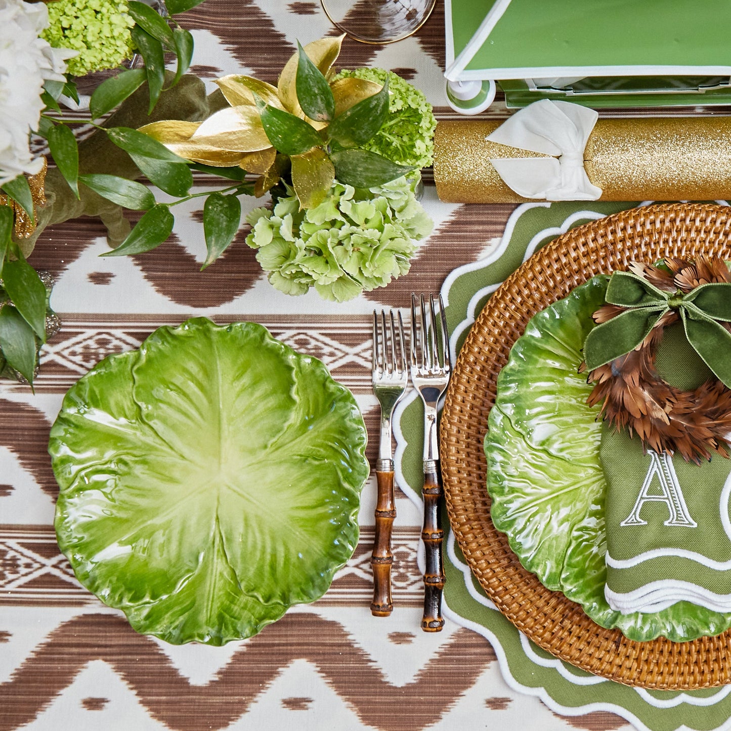 Green Serena Cabbage Starter Plates (Set of 4)