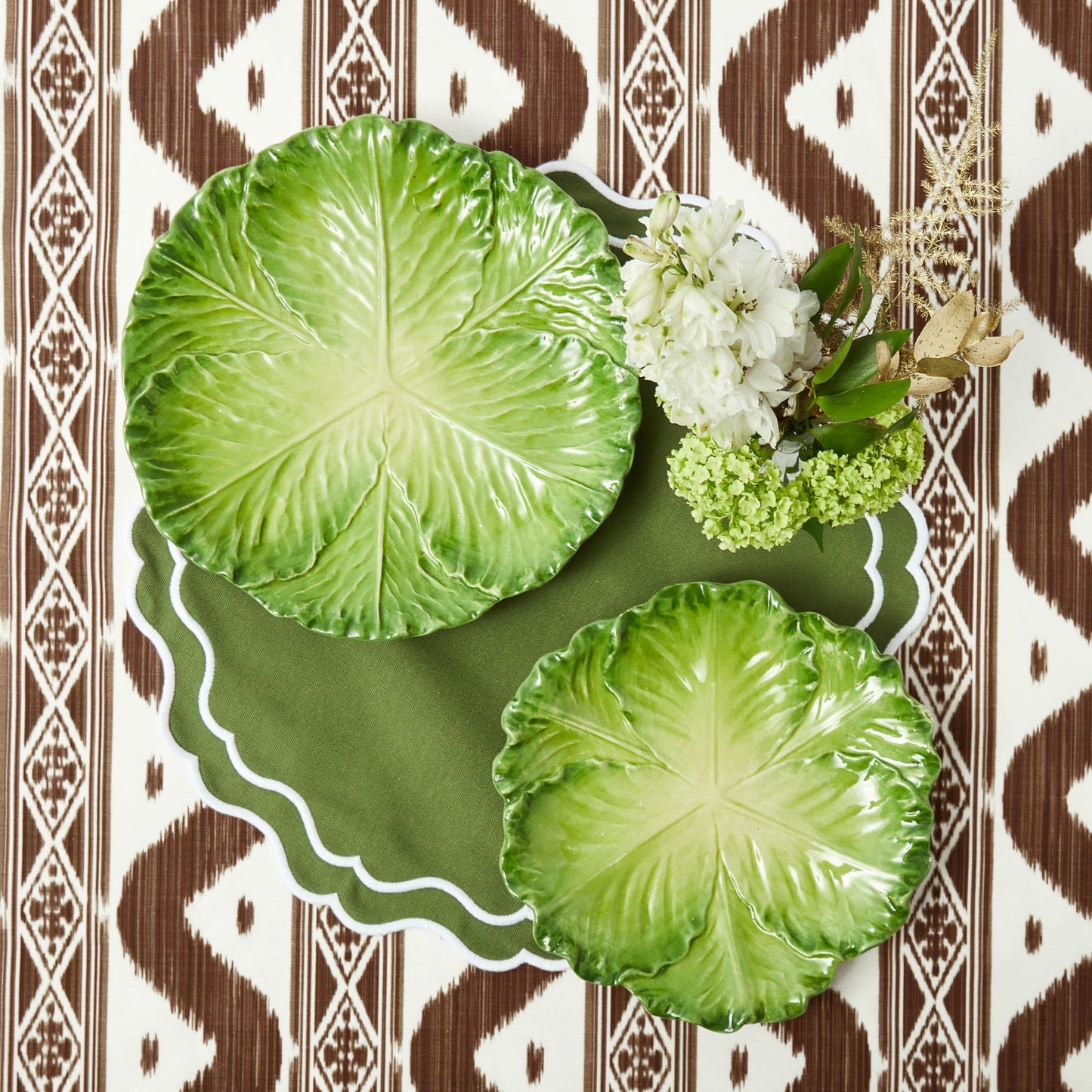Green Serena Cabbage Starter Plates (Set of 4)