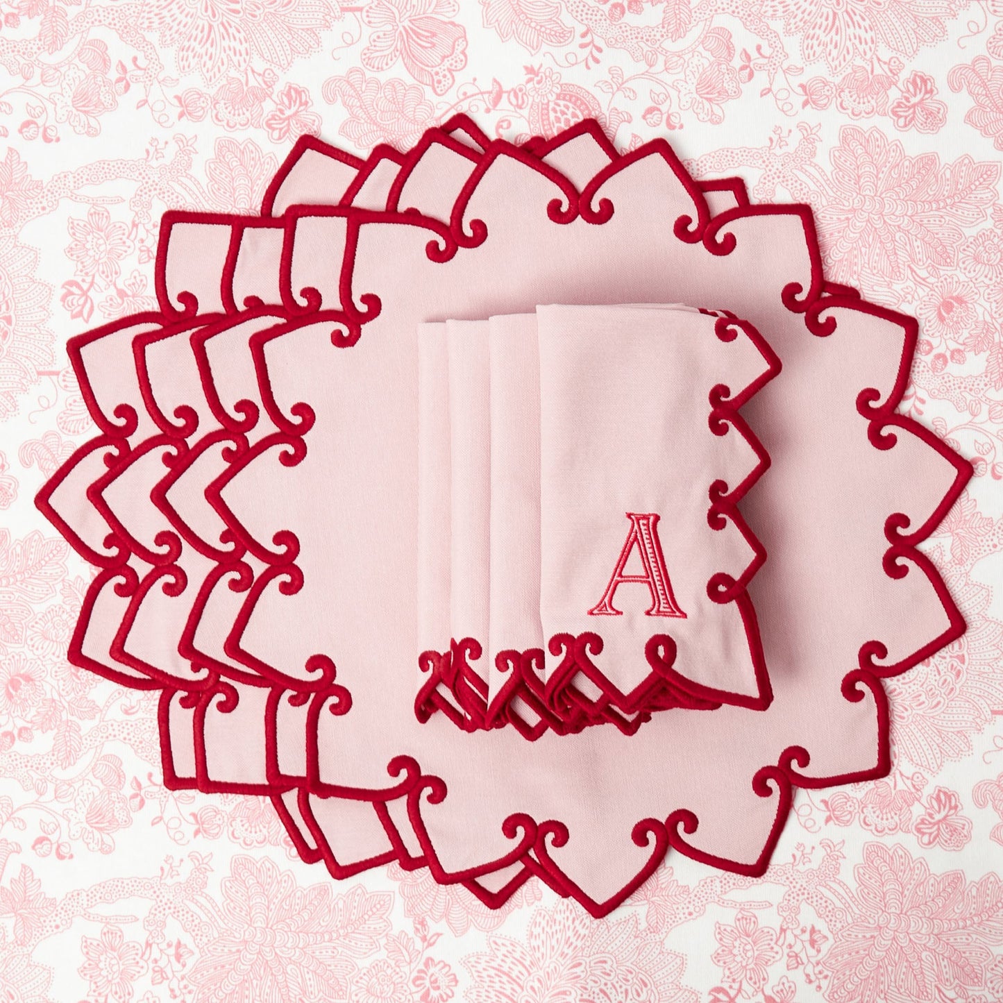 Pink & Red Angelina Placemats & Napkins (Set of 4)