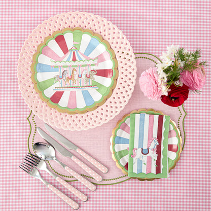 Pink Basketweave Dinner Plate