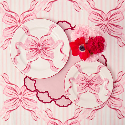 Audrey Pink & Red Bow Dinner Plate